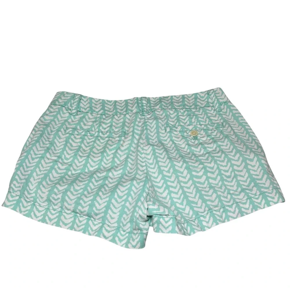 J.Crew Mint Cream Arrow Chevron 100% Cotton Chino Shorts Women 4 Stretch Pockets